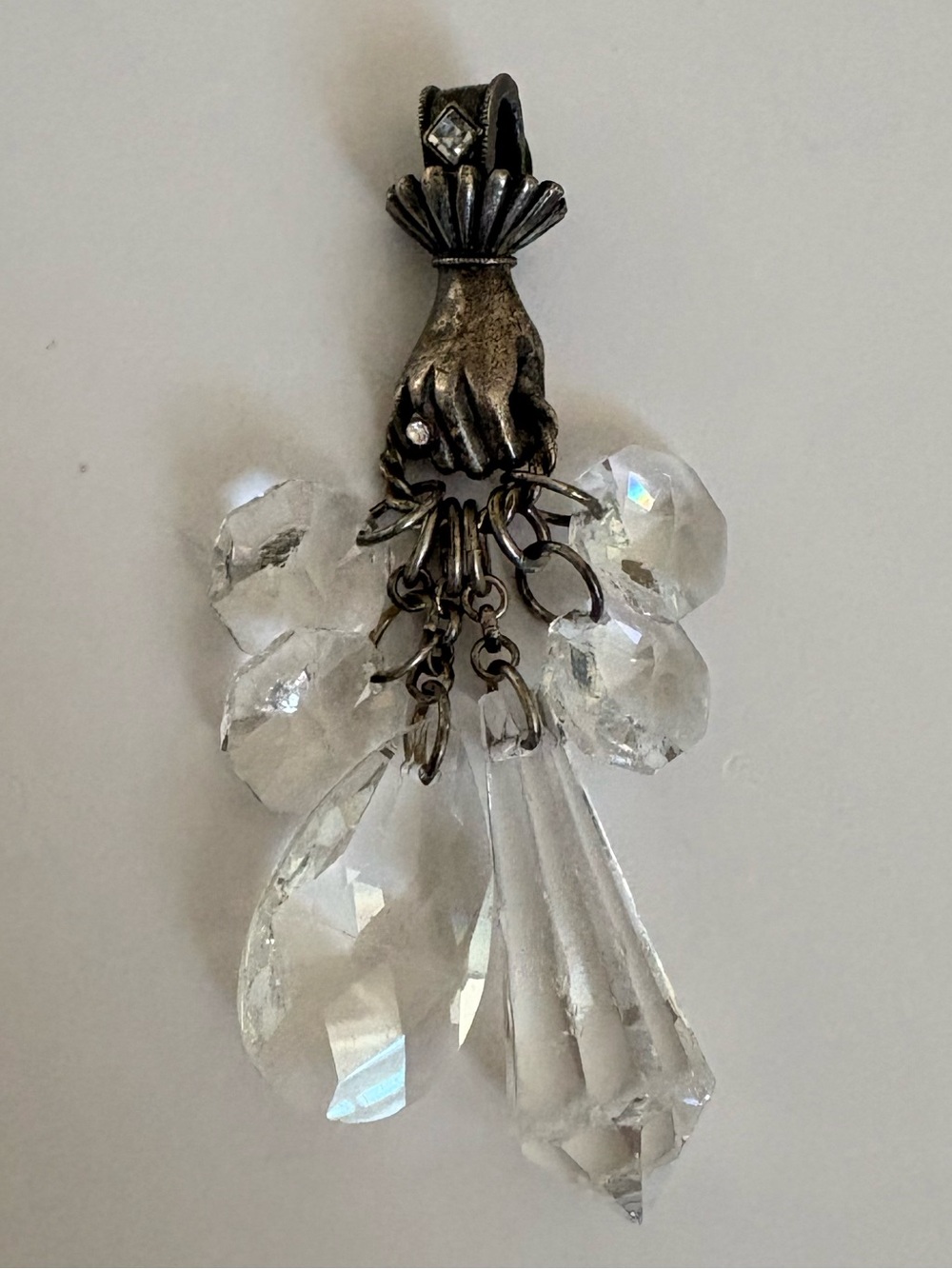 Crystal Teardrop Dangle Pendant Necklace - Clear